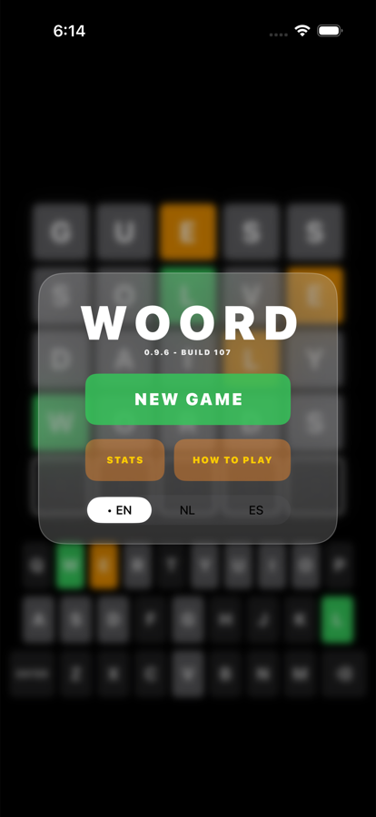 WOORD menu screen